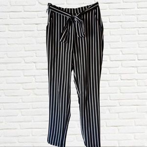 Womens Striped Flowy Pants with Tie